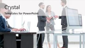  Presentation with working - Presentation enhanced with risk management construction - young business crew working background and a white colored foreground