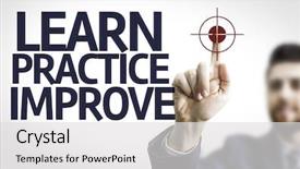  Presentation with learn - Presentation theme consisting of risk management - business man pointing to transparent background and a light gray colored foreground