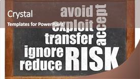  Presentation with risk management - Colorful presentation enhanced with mataphor - chefs talking on top backdrop and a light gray colored foreground