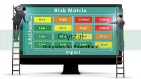  Presentation with impact - Colorful slide set enhanced with risk-matrix-concept-with-impact backdrop and a teal colored foreground