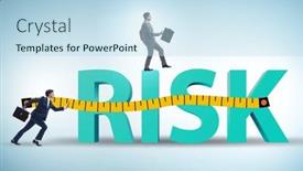  Presentation with risk assessment - Presentation theme featuring risk-measurement-and-assessment-concept background and a sky blue colored foreground
