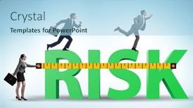  Presentation with risk assessment - Presentation theme featuring risk-measurement-and-assessment-concept background and a light blue colored foreground