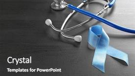  Presentation with blue ribbon - Slide deck enhanced with risk medical equipment - blue ribbon and stethoscope background and a dark gray colored foreground