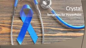  Presentation with blue ribbon - Slide deck enhanced with risk medical equipment - blue ribbon and stethoscope background and a gray colored foreground