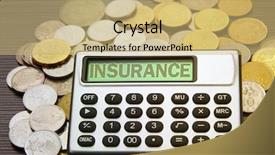  Presentation with insurance - Presentation having risk medical equipment - coins and silver calculator background and a yellow colored foreground