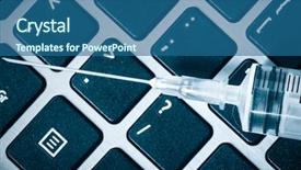  Presentation with computer security - Slide set having risk medical equipment - computer security - syringe background and a ocean colored foreground