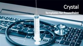  Presentation with health system - Amazing slides having risk medical equipment - computer system health or auditing backdrop and a black colored foreground