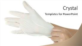  Presentation with medical equipment - Amazing presentation design having risk medical equipment - doctor putting on protective gloves backdrop and a white colored foreground