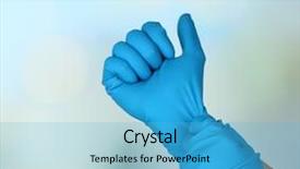  Presentation with medical equipment - Slide deck enhanced with risk medical equipment - doctor putting on protective gloves background and a light blue colored foreground