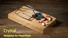  Presentation with medicines - Colorful slide deck enhanced with risk medical equipment - medicines in a wooden mouse backdrop and a tawny brown colored foreground
