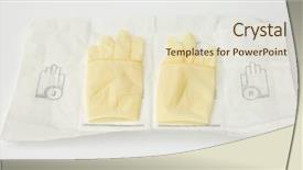  Presentation with surgical gloves - Beautiful slides featuring risk medical equipment - surgical gloves preparing for surgery backdrop and a lemonade colored foreground