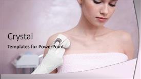  Presentation with clinic - Beautiful PPT layouts featuring risk medical equipment - woman visiting dermatologist at clinic backdrop and a lemonade colored foreground