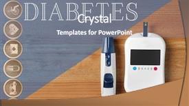  Presentation with diabetes digital - PPT layouts consisting of risk medical equipment - word diabetes and digital glucometer background and a gray colored foreground