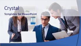  Presentation with risk - PPT layouts featuring risk presentation - business meeting with employees background and a  colored foreground