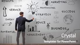  Presentation with business plan - Audience pleasing PPT layouts consisting of risk presentation - young man working on business backdrop and a gray colored foreground