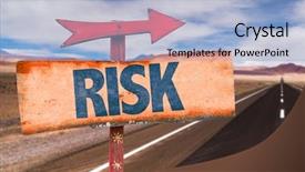  Presentation with risk management - Beautiful slide deck featuring risk sign with road background backdrop and a light blue colored foreground