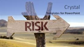  Presentation with risk - Slides featuring risk wooden sign with a desert background background and a light blue colored foreground