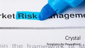  Presentation with risk - PPT theme with risk word closeup background and a sky blue colored foreground