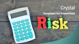  Presentation with risk - Beautiful theme featuring risk word on wooden table backdrop and a gray colored foreground
