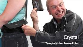  Presentation with insurance - Colorful slide set enhanced with risk zone - thief stealing from handbag backdrop and a dark gray colored foreground
