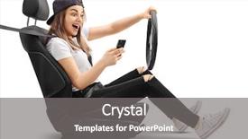  Presentation with teenage girl - Cool new slide deck with risky - teenage girl driving and looking backdrop and a gray colored foreground