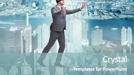  Presentation with rope - Slide deck enhanced with tightrope - man walking in tight rope background and a light blue colored foreground