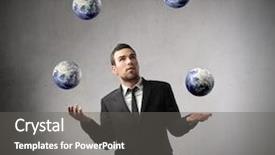  Presentation with juggling - Amazing slide deck having balance power - young businessman juggling with some backdrop and a gray colored foreground