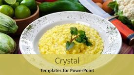  Presentation with italian food - Presentation design having risotto-italian-cuisini-food-rice background and a yellow colored foreground