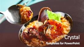  Presentation with herbs blue - Audience pleasing PPT layouts consisting of risotto tom yam with octopus backdrop and a tawny brown colored foreground
