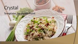  Presentation with almond - Amazing presentation having risotto with arugula dried tomatoes and almond backdrop and a soft green colored foreground