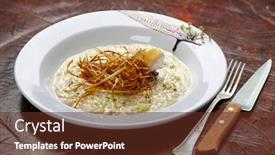  Presentation with italian food - Slide set with risotto-with-brie-cheese-italian background and a tawny brown colored foreground