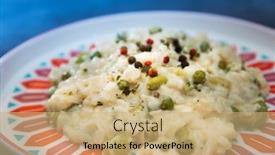  Presentation with peas - Theme enhanced with risotto with broccoli peas and lips background and a coral colored foreground