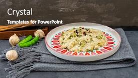  Presentation with peas - Cool new slide set with risotto-with-broccoli-peas backdrop and a tawny brown colored foreground