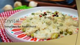  Presentation with peas - Cool new slide deck with risotto-with-broccoli-peas backdrop and a yellow colored foreground