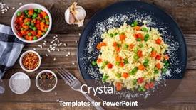  Presentation with peas - PPT theme having risotto-with-carrot-and-green background and a tawny brown colored foreground