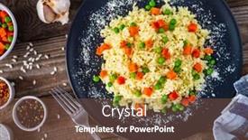  Presentation with peas - Amazing presentation having risotto-with-carrot-and-green backdrop and a tawny brown colored foreground