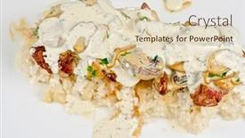  Presentation with liver - PPT layouts with risotto with chicken liver champignons and sauce background and a lemonade colored foreground