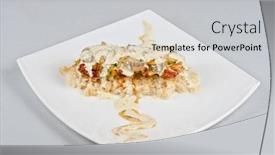  Presentation with liver - Cool new theme with risotto with chicken liver champignons and sauce backdrop and a light gray colored foreground