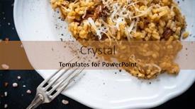  Presentation with chorizo - PPT theme with risotto-with-chorizo-and-parmesan background and a red colored foreground
