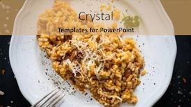  Presentation with chorizo - Audience pleasing slides consisting of risotto-with-chorizo-and-parmesan backdrop and a yellow colored foreground