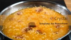  Presentation with chorizo - Presentation theme enhanced with risotto-with-chorizo-cooking background and a gold colored foreground