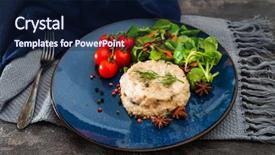  Presentation with chicken - Audience pleasing presentation design consisting of risotto with fresh cream salted backdrop and a navy blue colored foreground