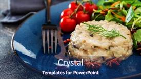  Presentation with chicken - Presentation design enhanced with risotto with fresh cream salted background and a ocean colored foreground