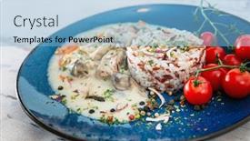  Presentation with cream - Amazing presentation theme having risotto-with-fresh-cream-salted backdrop and a light blue colored foreground