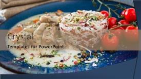  Presentation with cream - Colorful presentation enhanced with risotto-with-fresh-cream-salted backdrop and a coral colored foreground