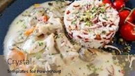  Presentation with cream - Beautiful slide deck featuring risotto-with-fresh-cream-salted backdrop and a coral colored foreground