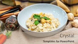  Presentation with vanilla ice cream fresh - Slides having risotto-with-fresh-cream-salted background and a mint green colored foreground