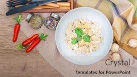  Presentation with vanilla ice cream fresh - Slide set consisting of risotto-with-fresh-cream-salted background and a coral colored foreground