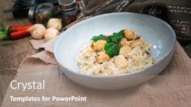  Presentation with vanilla ice cream fresh - Beautiful PPT layouts featuring risotto-with-fresh-cream-salted backdrop and a coral colored foreground