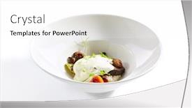  Presentation with white cheese - Presentation theme enhanced with risotto-with-grilled-vegetables-carnaroli background and a white colored foreground